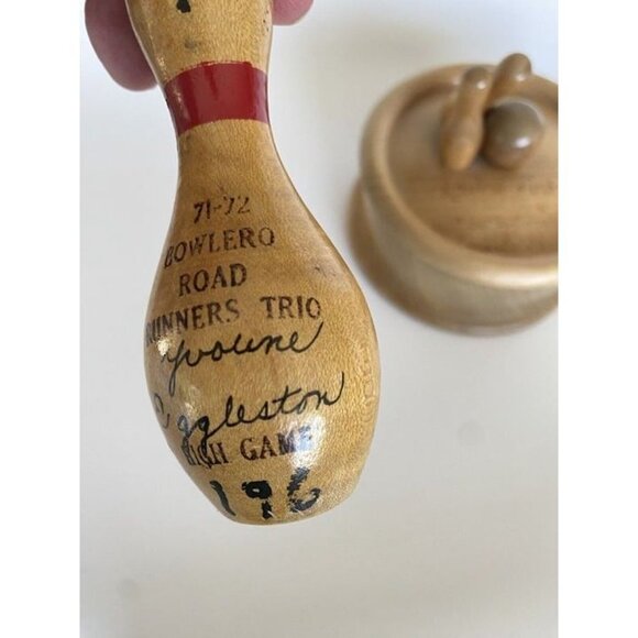 Myrtlewood Bowling Trophy Covered Bowl & Bowling Pin Recognition - Picture 6 of 12